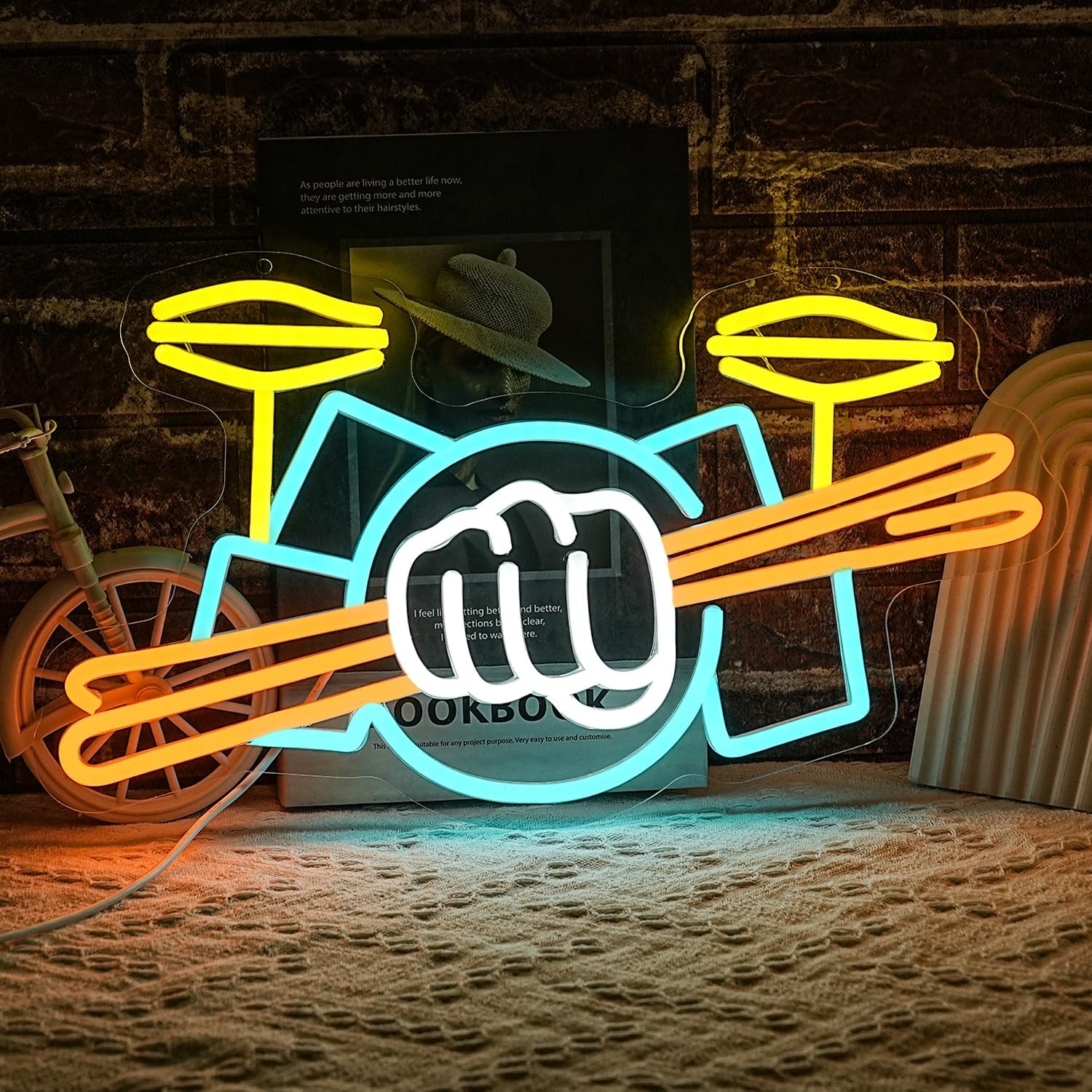 Musical Instrument Kit - Drum Set Neon Sign USB Powered