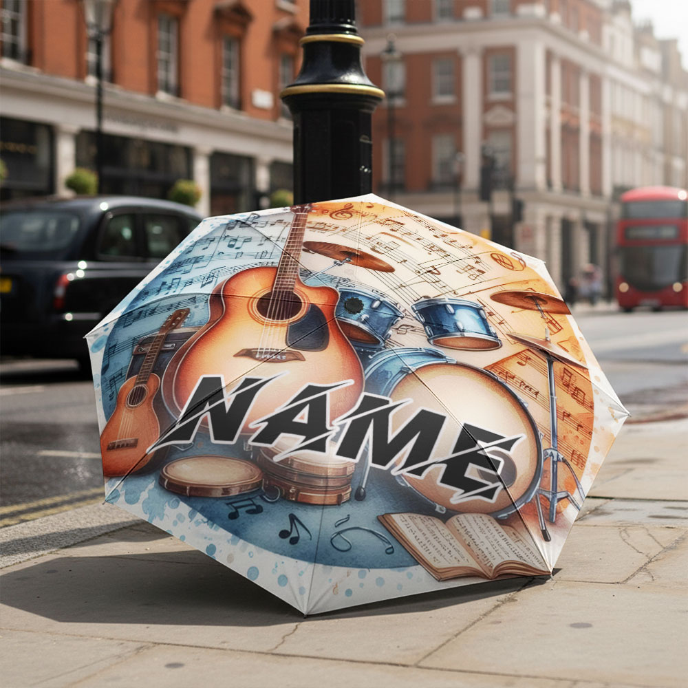 Musical Instrument And Name - Custom Name umbrella,Musical Instruments with Sheet