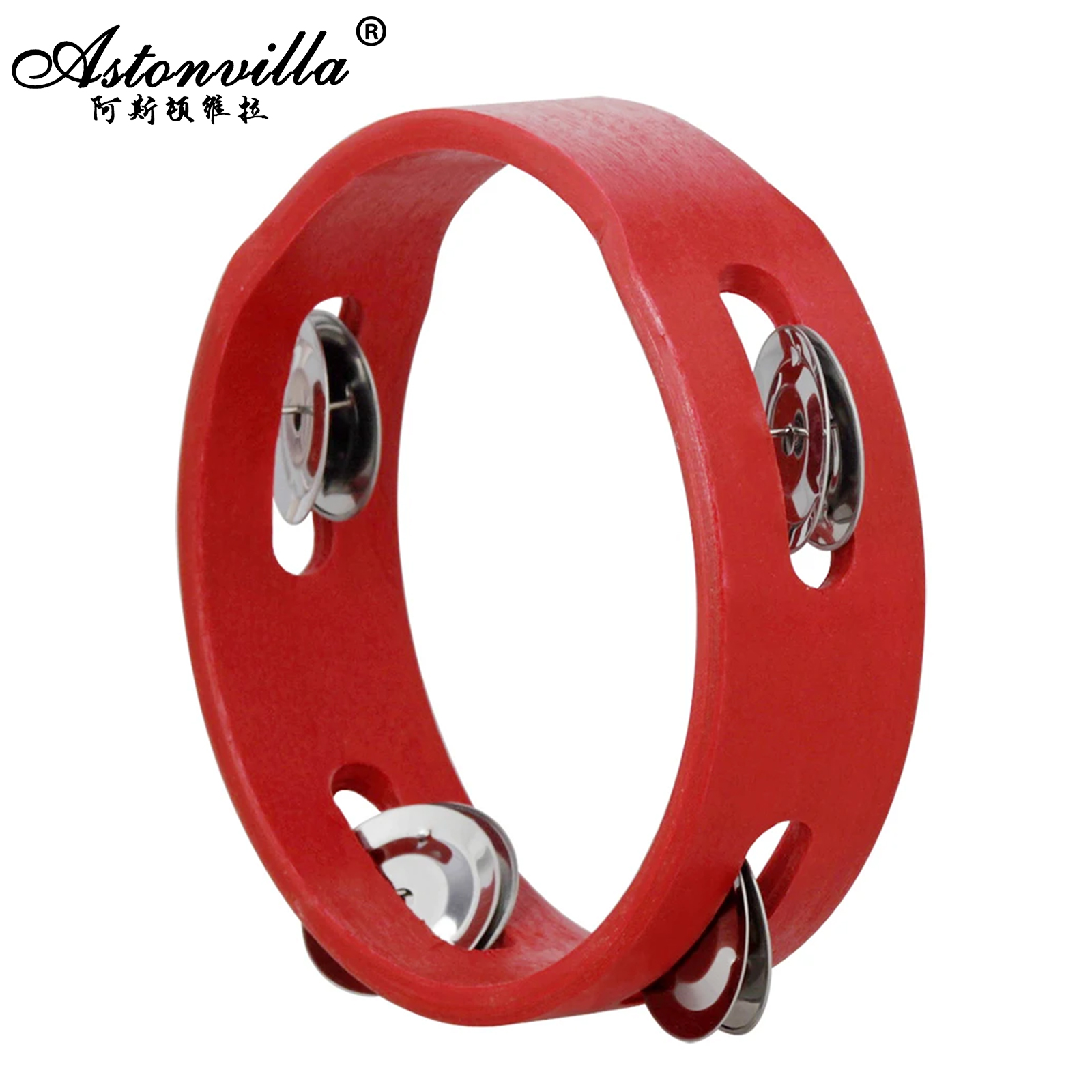 Djembe Hand Drum - 6 Inch Red Hand Ringing Bell