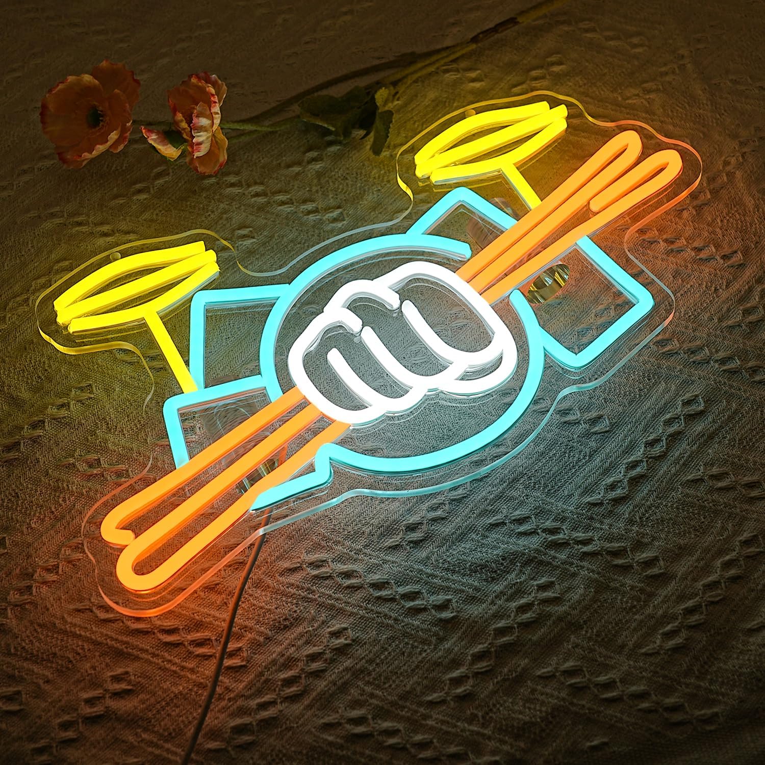 Drum Set Neon Sign USB Powered - Musical Instrument Kit 评论和价格