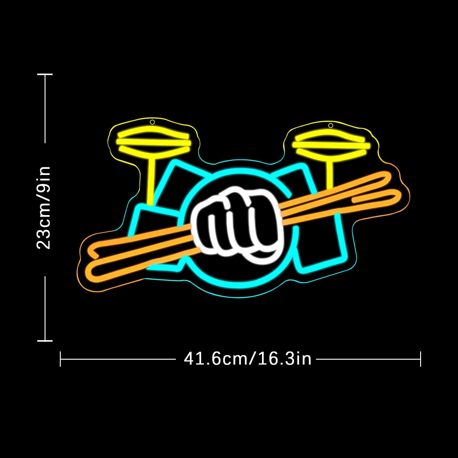 Drum Set Neon Sign USB Powered - Musical Instrument Kit 评论和价格