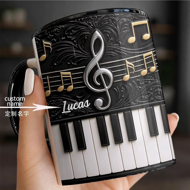 Personality Piano Ceramic Mug  - Musical Instrument And Name 评论和价格
