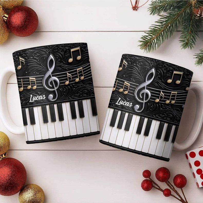 Personality Piano Ceramic Mug  - Musical Instrument And Name 评论和价格