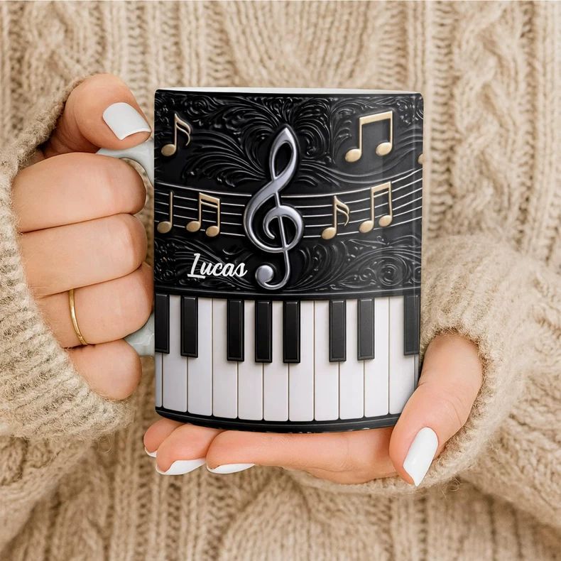 Personality Piano Ceramic Mug  - Musical Instrument And Name 评论和价格