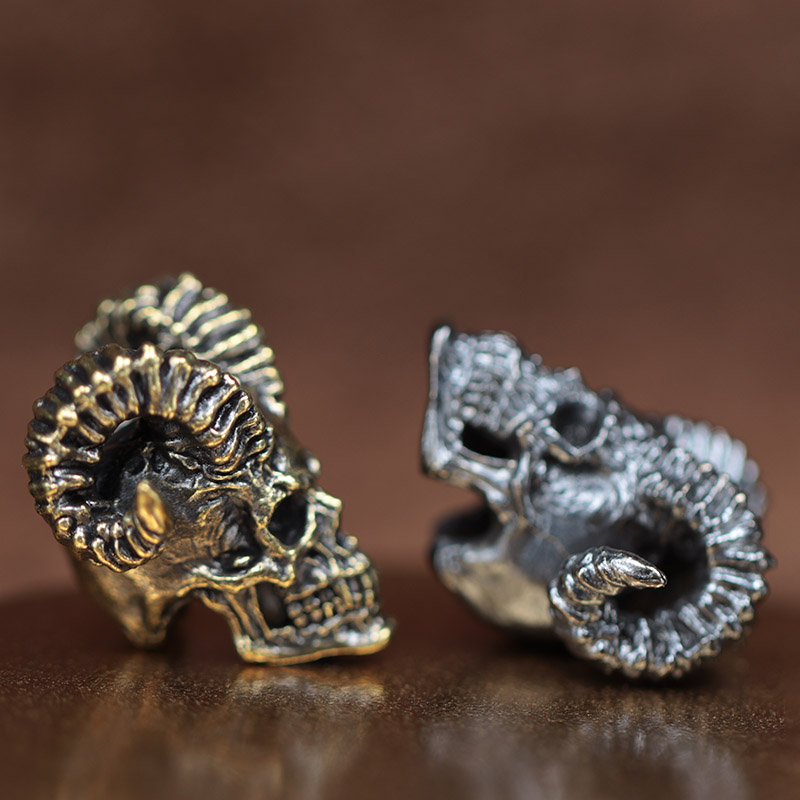Goat Horn Skull Head Brass Kni - Musical Instrument Jewelry 评论和价格
