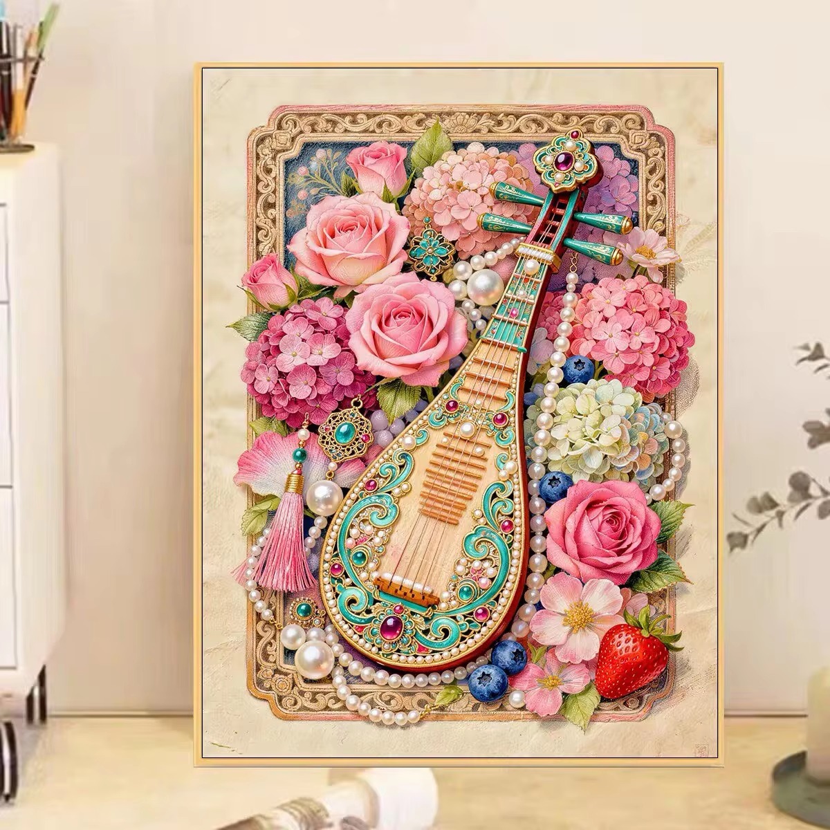 Diamond Painting Flowers Pipa  - Musical Instrument Art 评论和价格