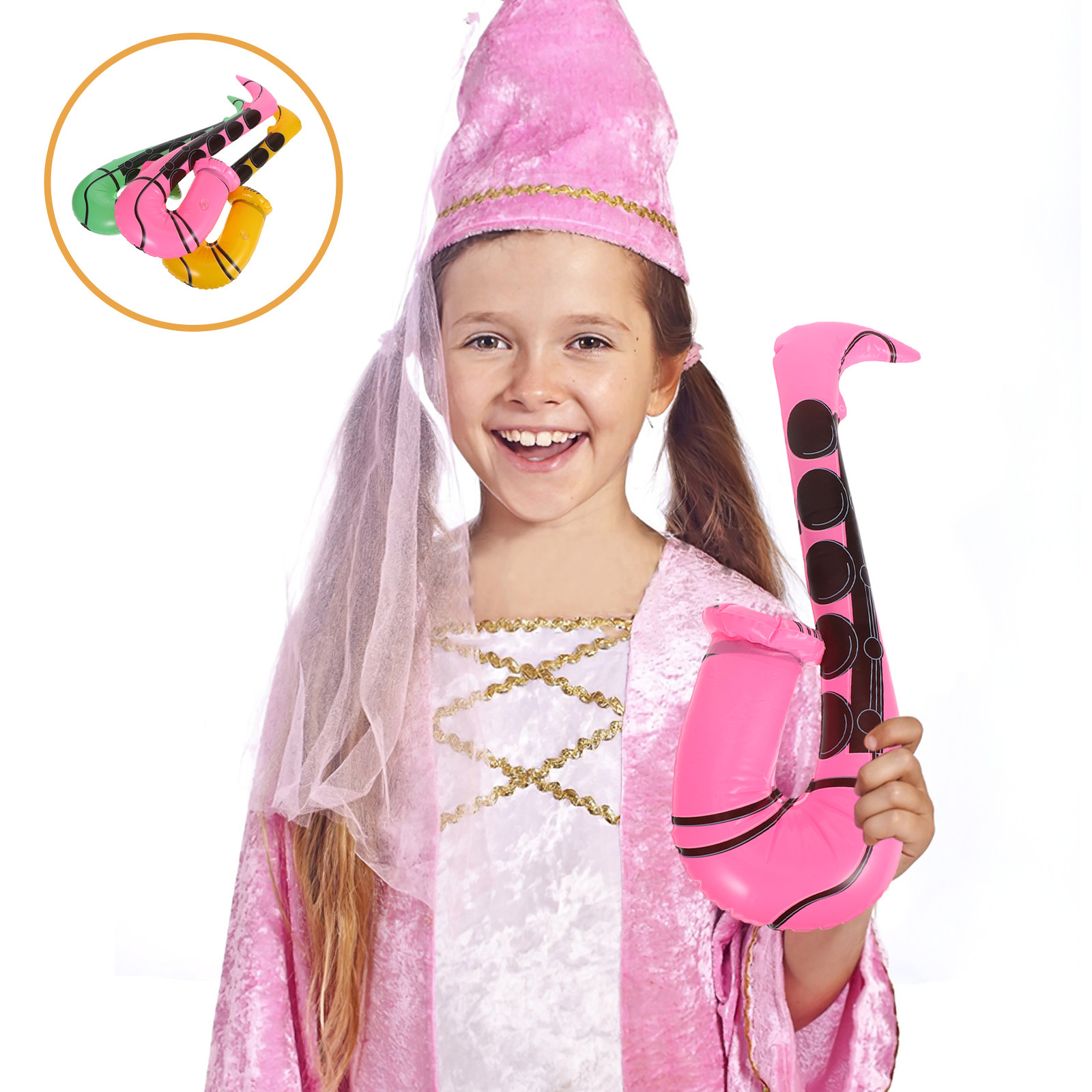3Pcs Inflatable Saxophone Prop - Musical Instrument Photo 评论和价格